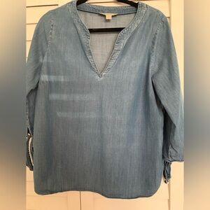 Michael Kors Denim Tunic Top Blouse 3/4 Sleeve V Neck‎ Casual